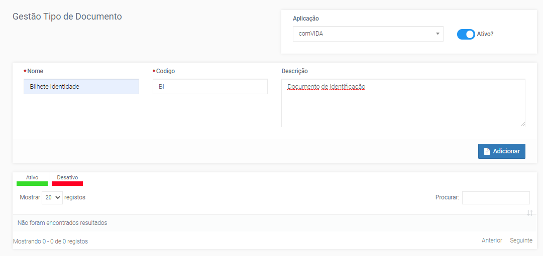 Criação de Tipo de Documento