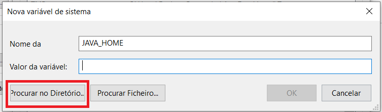 Procurar Diretório para variável de ambiente text