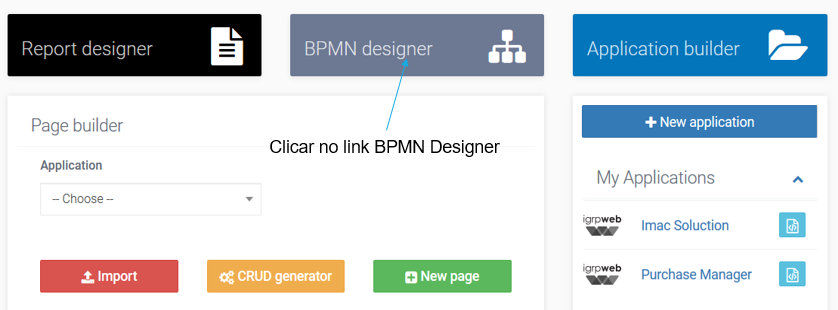 Entrada no BPMN Designer