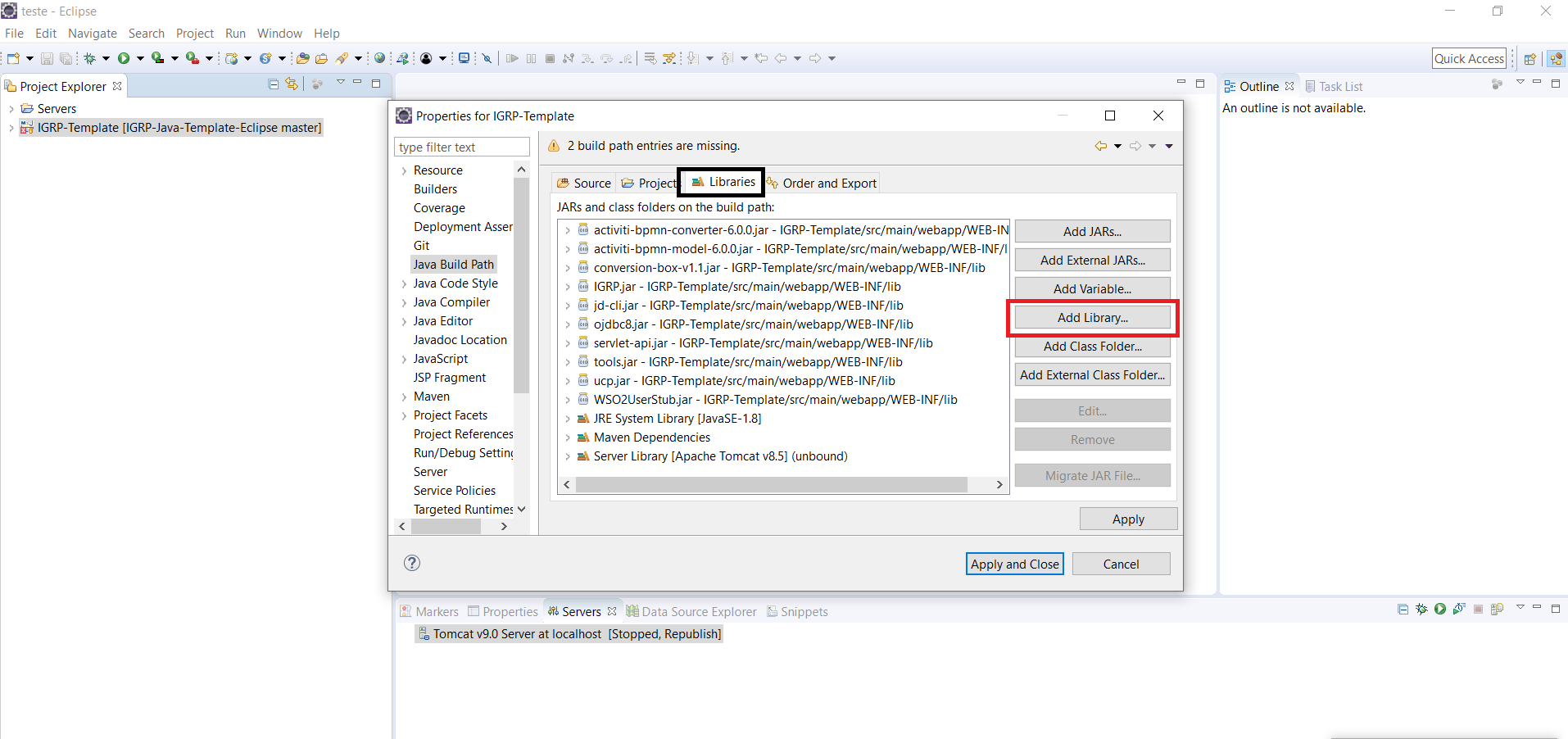 Add Library para servidor Apache