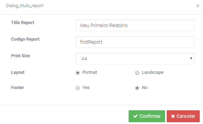 Configurando a página do relatório