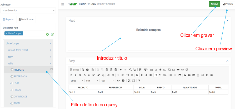Definir Filtro no Query