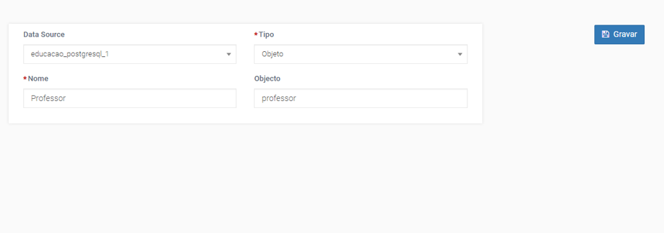 Exemplo de Data Source do tipo Objeto