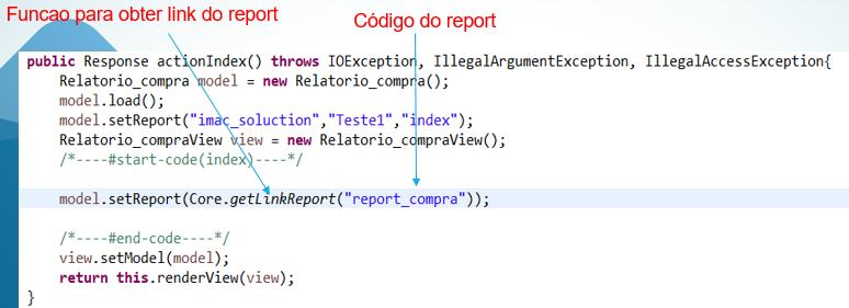 Função para obter link do report