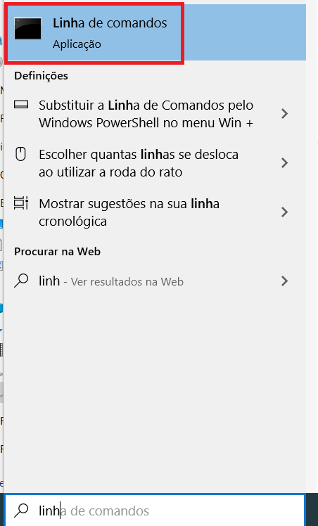 Na linha de Comando
