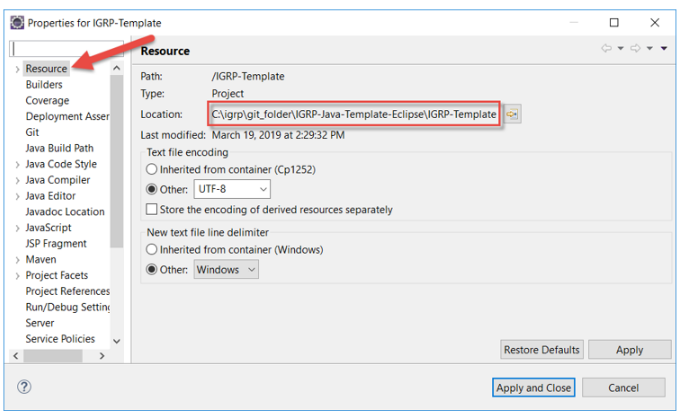 Resource IGRP Template