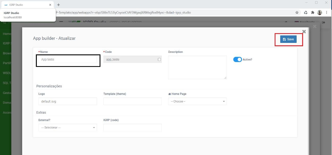 Save Application Builder