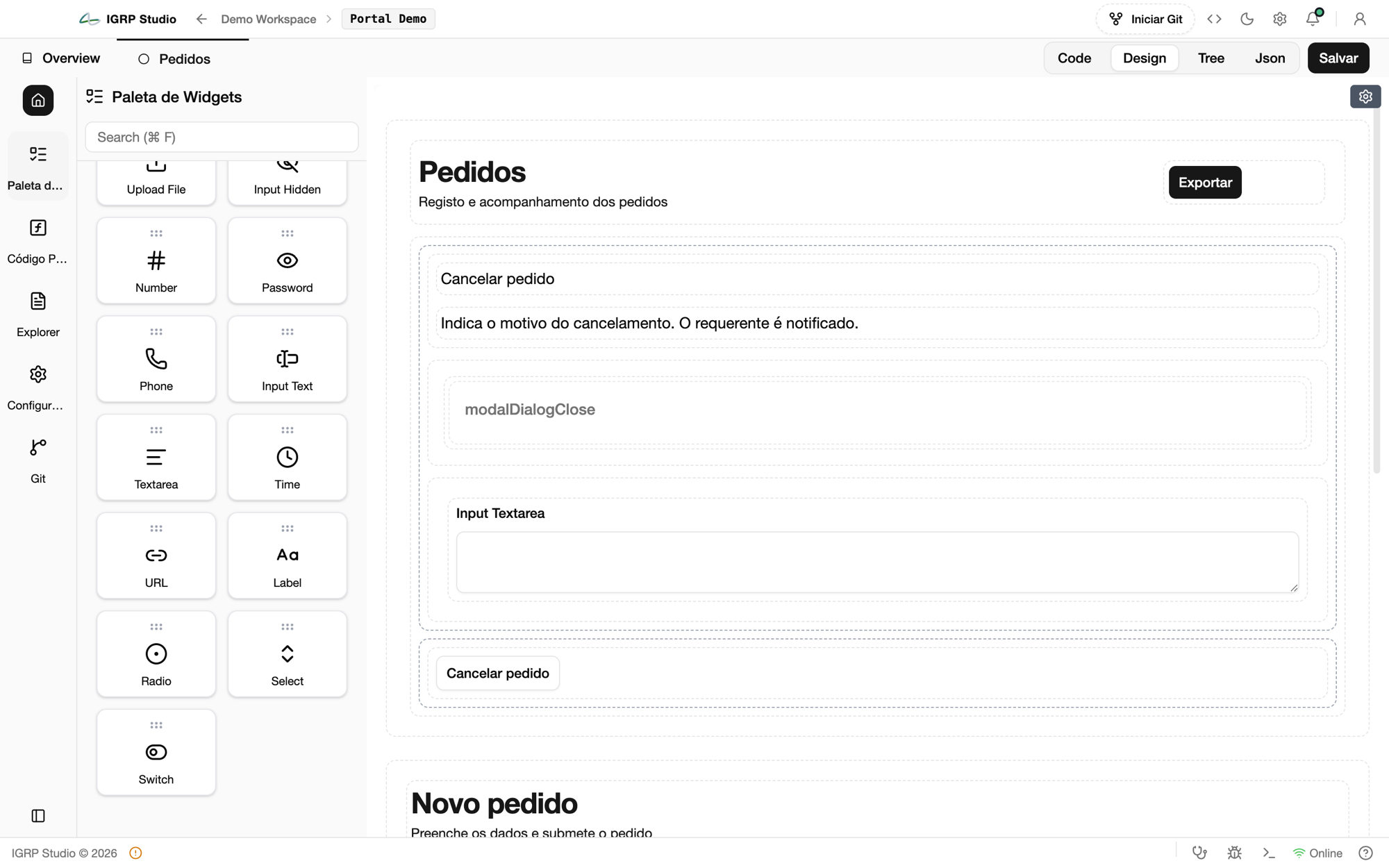 Modal Dialog com um Textarea na zona de conteúdo