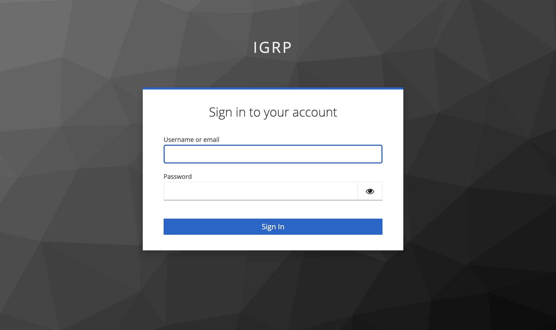 Formulário de login do IGRP